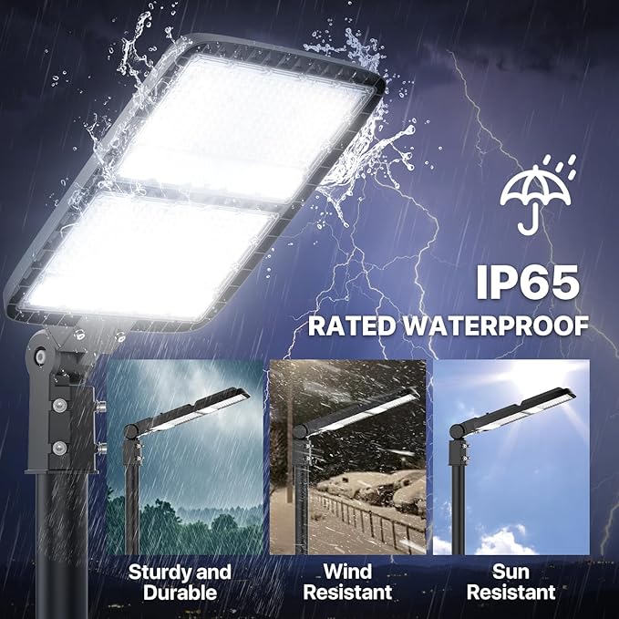 400W LED Parking Lot Light Commercial Ourdoor Light with Dusk to Dawn Photocell 630 LEDs 5000K Daylight IP65 Waterproof Adjustable Slip Fitter Mount AC 120V Shop Lighting for Stadiums 2Pack