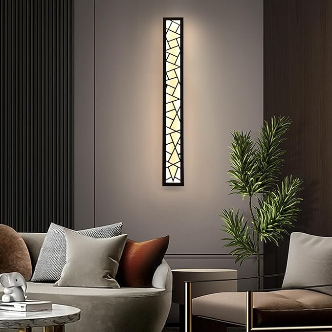 80CM Sand-Black LED Wall Light 40W Rectangle Porch Lamp Acrylic Shade IP65 Waterproof Outdoor Fixture for Patio Garage Doorway Hallway 120° Beam Angle Aluminum Body 3000K-6000K Switchable 80x12x4.5cm