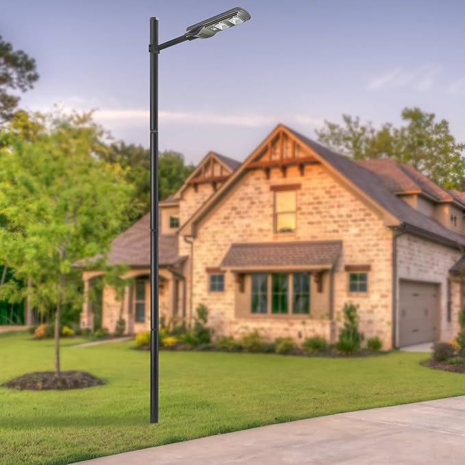 Street Light Pole 13ft Tall Split Street Lamp Post for Outdoor Street Courtyard Parking Lot Lighting Post Fixtures with Mounting Ground Cage Patio Lighting Pole (13FT 76mm)
