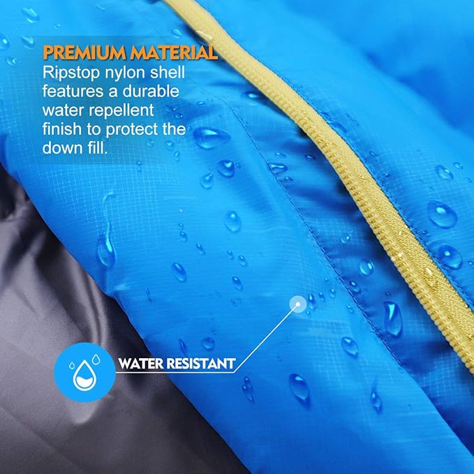 ZOOOBELIVES 10 Degree Down Sleeping Bag for Adults 4-Season Cold-Weather Mummy Bag Roomy Fit 550+ Fill Power Warmth Lightweight &amp Compressible for Car Camping Backpacking &amp Hunting - Alpl