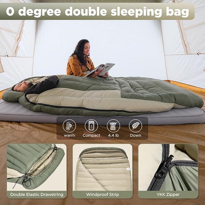 ATEPA Down Sleeping Bag 700FP 15°F 20°F 23°F 30°F Mummy Cold Weather Wide XL Sleeping Bags for Adults with Compression Sack for Camping Backpacking Hiking