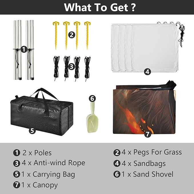 Flame BearCamping Sun Shelters 9.2 x 10.5 FT Beach Canopy Tent Sun Shade with Carrying Bag for Camping Trips Fishing Backyard Fun or Picnics 21340565