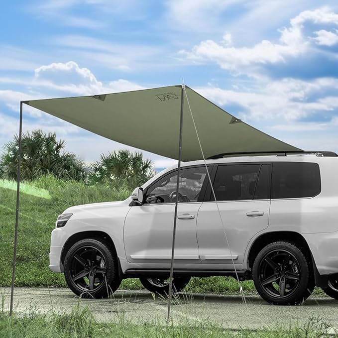 10 x 6.6ft Car Awning for SUV Van Needn't Roof Rack Hardwares Car Awning Waterproof UV50+