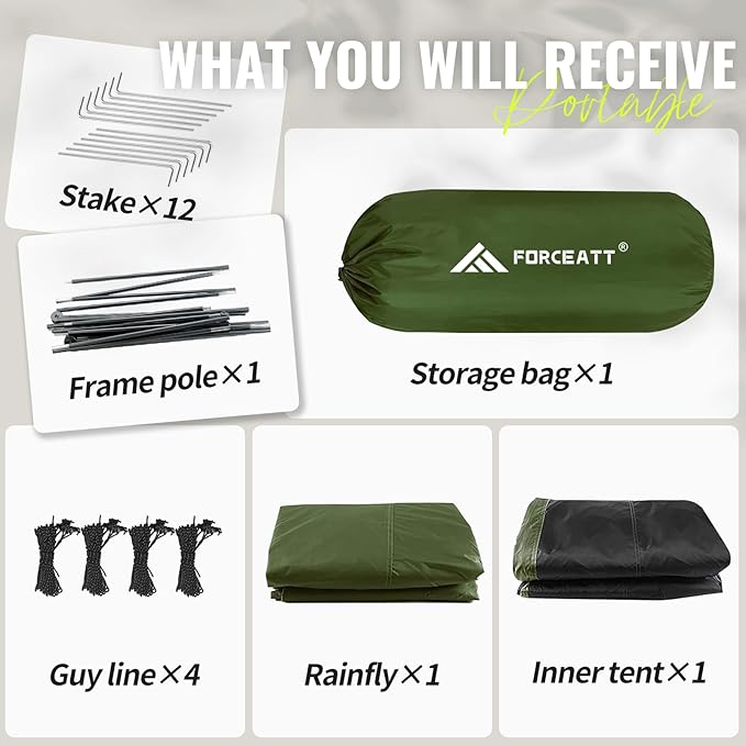 Forceatt Tent for 2 and 3 Person is Waterproof and Windproof Camping Tent for 3 to 4 SeasonsLightweight Aluminum Pole Backpacking Tent Can be Set Up QuicklyGreat for Hiking