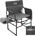 Oversized Directors Chairs Heavy Duty Folding Outdoor Chairs with Detachable Side Pocket and Adjustable Side Table for OutsideLawnFishing Folding Camping Chair up to 350Lbs Capacity (Grey)