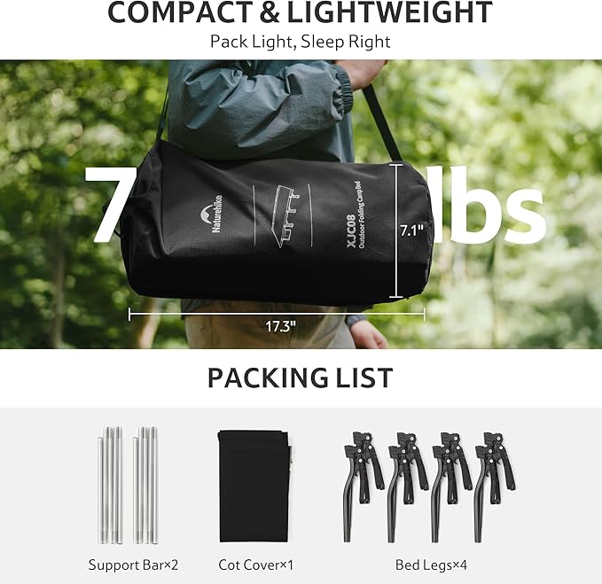 Naturehike Extra Wide GreenWild Camping Cot Folding Lightweight Camp Cot Bed Portable Sleeping Bed for Backpacking Travel Beach Home