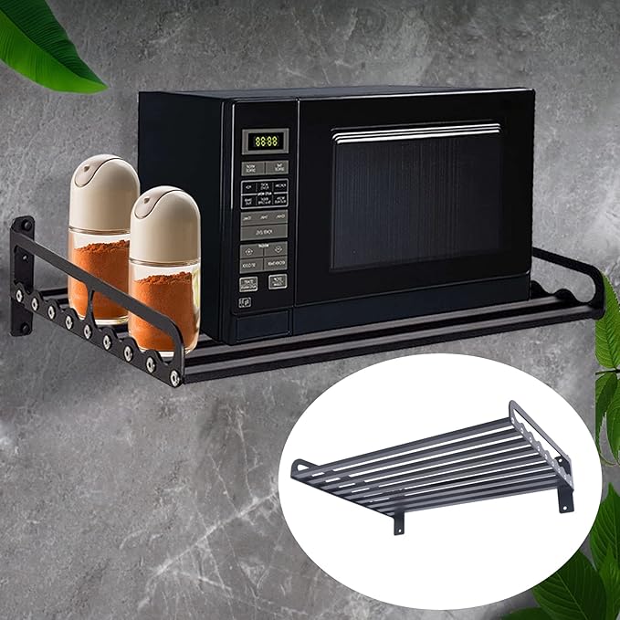 Microwave Oven Rack Wall-Mounted Microwave Holder Shelf 20 L x 15.6 W Black Storage Racks Wall Shelf 110 lbs Capacity Oven Bracket Holder for Kitchen Storage Accessories Service
