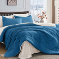 HEVUMYI Teal Blue &amp Ivory Queen Comforter Set - 7-Piece All Season Bed in a Bag Queen Ultra Soft Bedding Set with Comforter Flat Sheet Fitted Sheet Pillowcases Pillow Shams Teal Blue &amp I