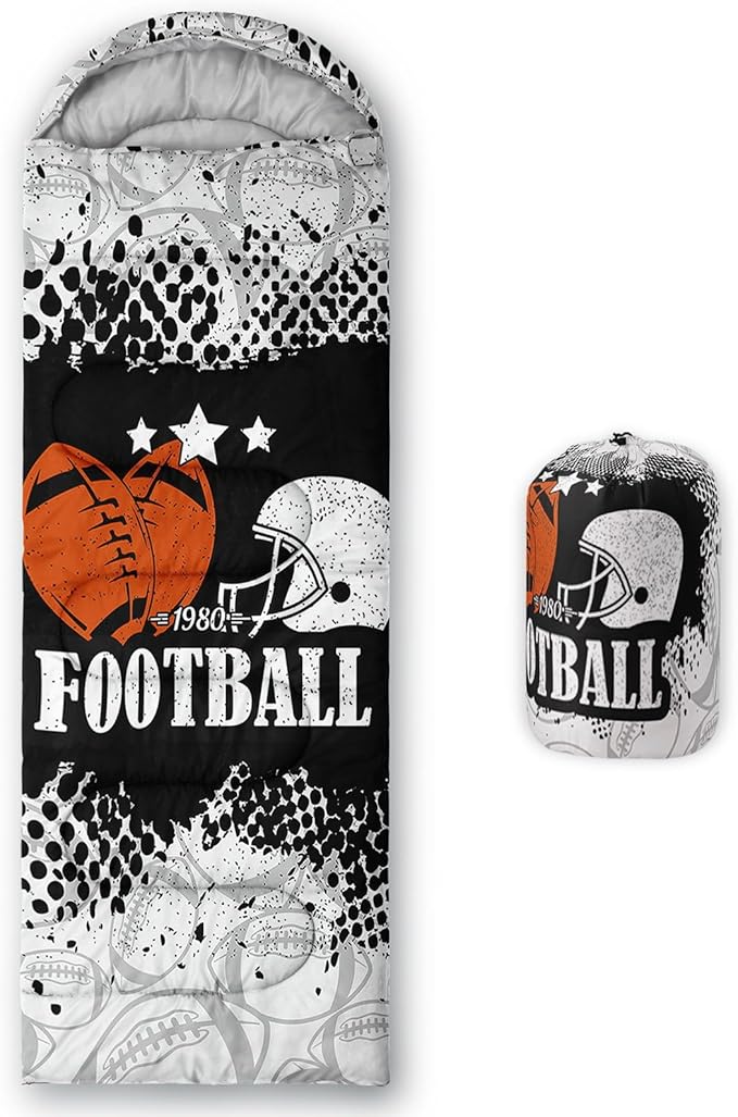 Kids Sleeping Bag for Boys GirlsBasketball Print-Lightweight Warm Portable Outdoor Indoor-Waterproof Cold Weather Resistant Sleeping Bag for Camping Hiking