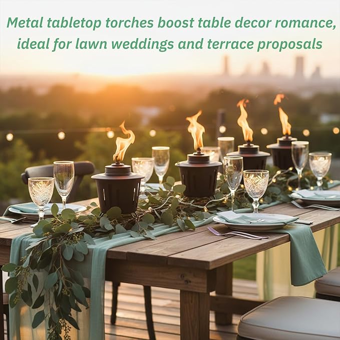 Mini Citronella Table Top Torches - 6 Pack  15 oz Citronella Torch for Outdoor Metal Tabletop Torches for Yard Patio Deck Garden Party Citronella Torch