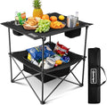 Folding Camping Table Portable Outdoor Picnic Table Rectangular Lightweight Camp Table with Storage Cup Holder and Carry Bag for Barbeque Beach Camping and Tailgate