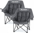 Oversized Camping Chairs for Adults Folding Padded Camping Chair Heavy Duty XL Camping Chair - 400LBS Support Lawn Chairs for Outdoor Sports Beach Fishing with Cup Holder &amp Carry Bag - 2 Pack