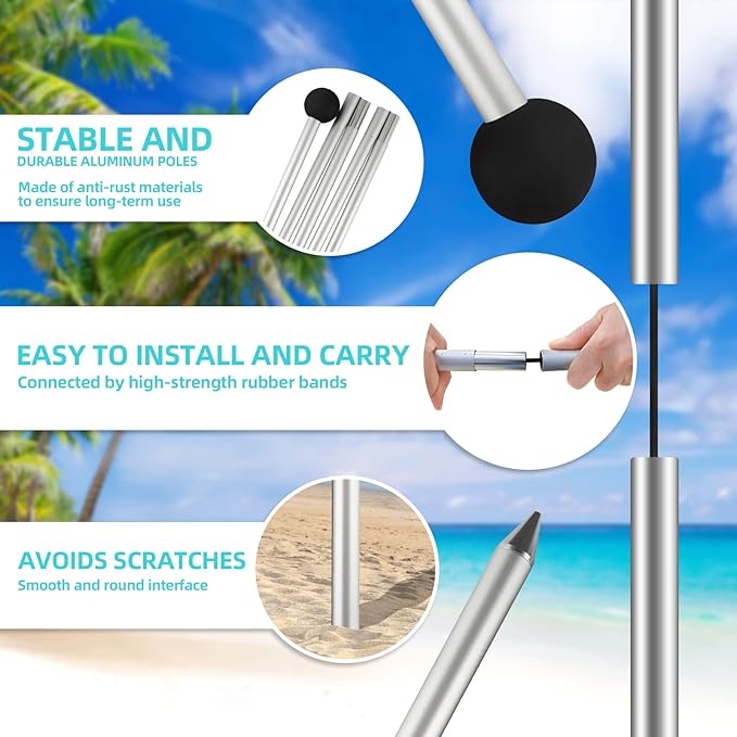 Beach Tent Sun Shelter UPF50+ 10x10 FT Family Pop Up Sun Shade with 4 Aluminum Poles Carrying Bag Floor Mat Sunglasses Sand Shovel Outdoor Shade Canopy for Beach Camping