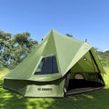Bell Yurt Tent with Stove Jack Waterproof Luxury 4 Season Tent 420D Oxford Cloth Green Glamping Tents for Family Outdoor Camping Hunting Party All Year Living