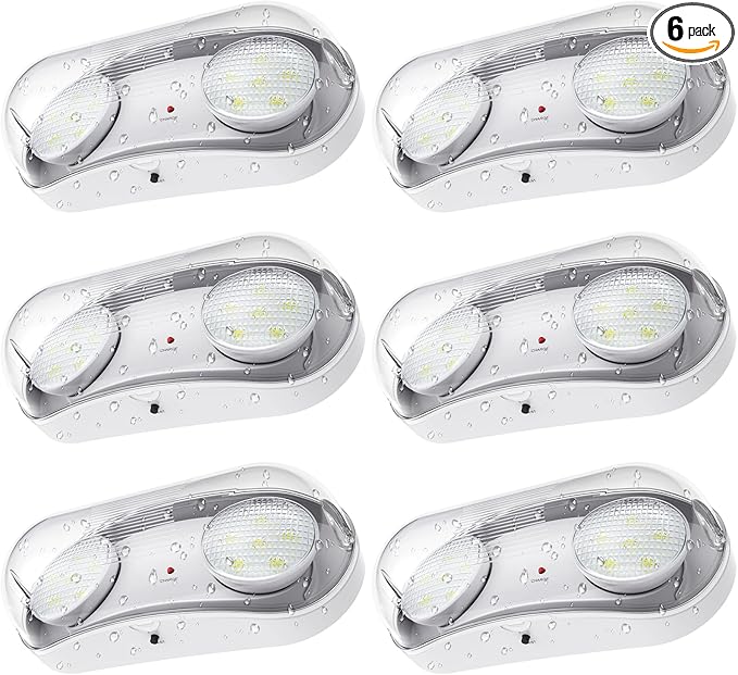 Wet Location Rated Outdoor Emergency LightWaterproof Exterior Led Emergency Lights with Battery BackupAdjustable HeadsCommercial Hardwired Emergency LightingUL Listed120-347V (6 Pack)