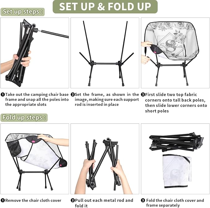 Camping Chair Personalized Backpacking Chair Lightweight Portable Folding Customized Name Chairs for Beach Sport Hiking (Light Gray)
