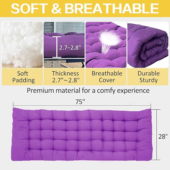 2 Pack Camping Cot with Comfortable Mattress Camping Bed Cots for Sleeping Cot for Adults 2 Person Folding Cot Heavy Duty with Carry Bag for Home Outdoor Indoor
