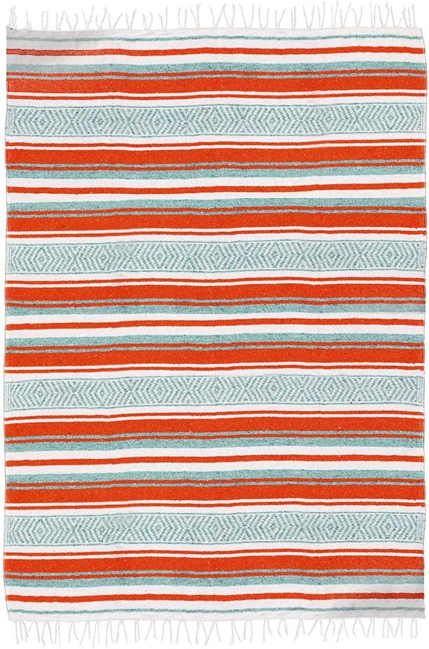 $averPak BodyForge Authentic Mexican Falsa Yoga Blanket (Orange/Teal/White)