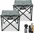 Padded Camping Stool 18 Inch Oversized Camping Foot Rest 500lb Camping Chairs Outdoor Footstool Portable Camping Ottoman for Camping Gardening Fishing w/Storage Net Carry Bag (2 Darkgreen)