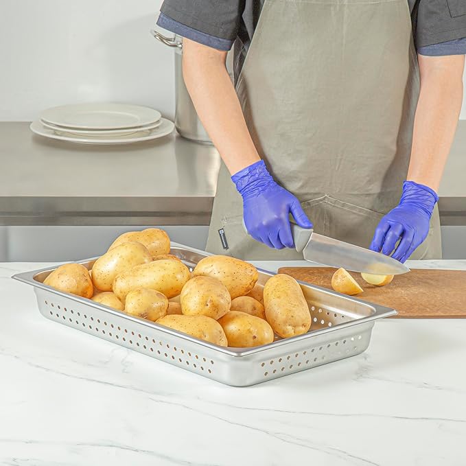 Restaurantware Perforated Hotel Pan 1 Count Full Size Anti-Jam 2.5â€ Deep Freezable 24 Gauge Stainless Steel Steam Pan - Lid Sold Separately for Use in Commercial Kitchens and Catering Events