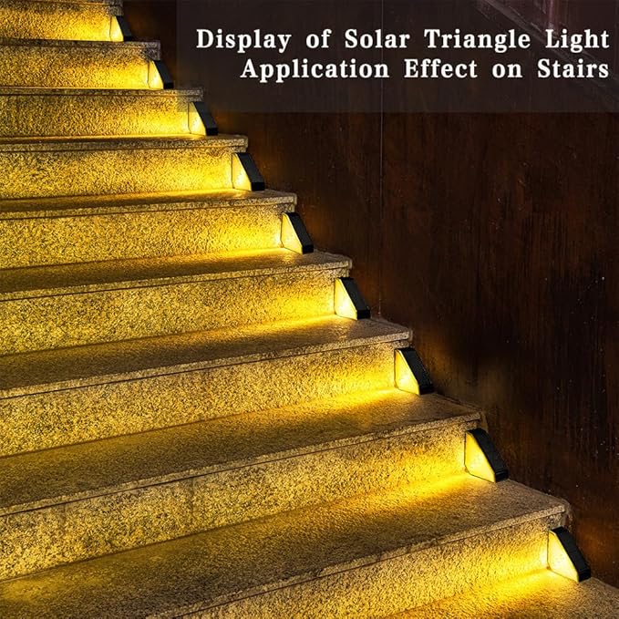 Solar Stair Lights Solar Step Lights Outdoor Waterproof IP65 Outdoor Light Decor for Garden Stair Deck Front Step Front Porch and Patio (Warm Light-4pack)