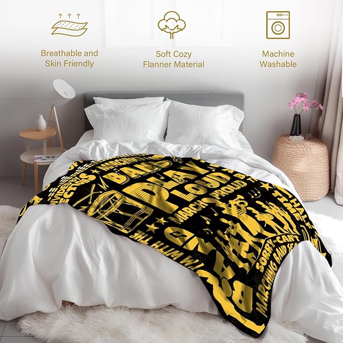 Marching Band Gifts Blanket for Teens Band Director Gifts for Marching Band Adult Band Flannel Blanket for Men/Women Rock Band Blanket 50 * 60 Christmas Birthday Thanksgiving Gift