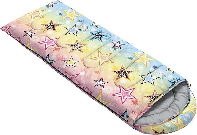 Kids Sleeping Bag for Boys GirlsCartoon Dinosaur Print-Lightweight Warm Portable Outdoor Indoor-Waterproof Cold Weather Resistant Sleeping Bag for Camping Hiking