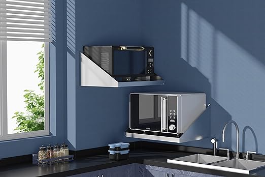 Stainless Steel Microwave Shelf 18x24 200 lb Heavy Duty Metal Appliance Wall Mount Floating Shelving Commercial Microwave Rack for Kitchen Restaurant and Hotel