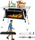 CampLand Aluminum Table Height Adjustable Folding Table Camping Outdoor Lightweight for Camping Beach Backyards BBQ Party (SilverB Rectangle)