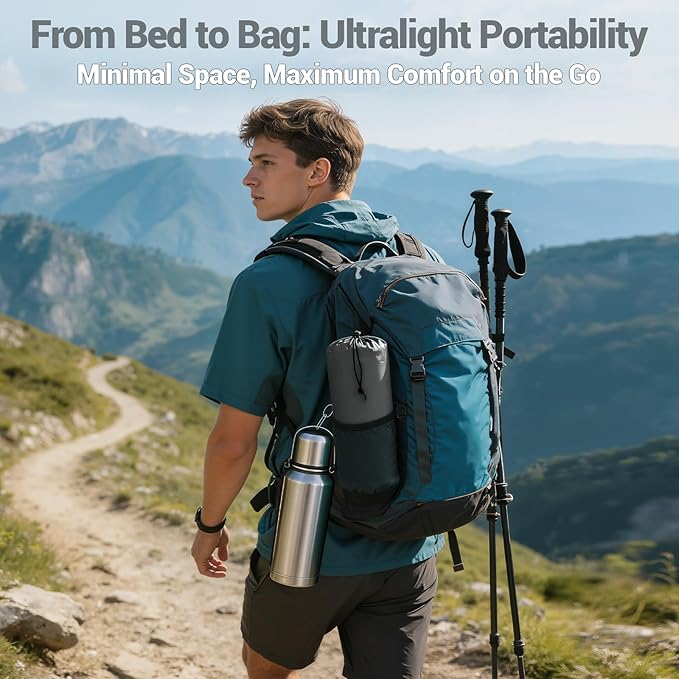 Inflatable Camping Sleeping Pad with 8 in Pillow Thick 4.7 Inch Ultralight Camping Pad with Built-in Pump Compact Self Inflating Sleeping Pad for Backpacking Hiking Travel Tent