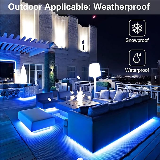 MIHEAL Solar LED Strip Lights Outdoor 32.8ft 560 LEDs Solar Powered Blue Light LED Strip with 8 Lighting Modes IP67 Waterproof 2835 SMD Rope Lights for Garden Trees Christmas Party Decor
