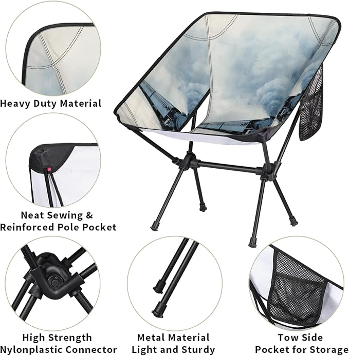 Honeybaby Folding Camping Chair Winter Train Camping Chairs Lightweight Portable Chair Outdoor Foldable Chairs for Camping Travel Picnic Beach Hiking