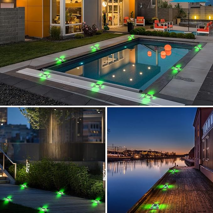 T-SUN Solar Deck Lights 12 Pack Driveway Solar Lights Outdoor Halloween LED Dock Light IP65 Waterproof Ground Deck Light for Sidewalk Step Garden Pathway