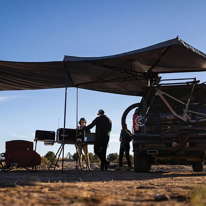 Yakima Freestanding Roof Mounted Awning 270 Degree 80 Sq Ft Travel Sun Protection Canopy w/Support Legs for Left Side of Vehicle OverNOut 270 LG
