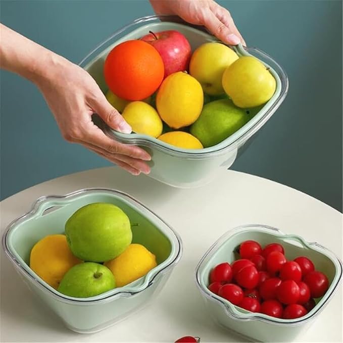 Complete Draining Basket Kit with 4 Units for Fruits Vegetables and Dishes