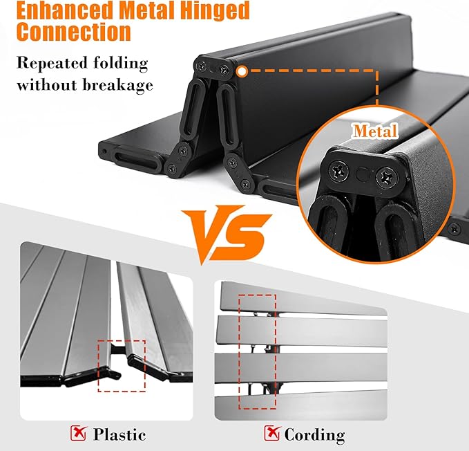 Folding Camping Table Portable Outdoor IGT Camp Table Foldable Picnic Table Outdoor IGT Cook System with Carry Bag Ultralight Aluminum Adjustable Height for Beach BackyardBBQ