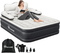 YITAHOME Queen Size Air Mattress with Headboard and Built-in Pump 18in Blow Up Mattress with Carry Bag Repair Kit and Nozzles for Home Camping and Travel