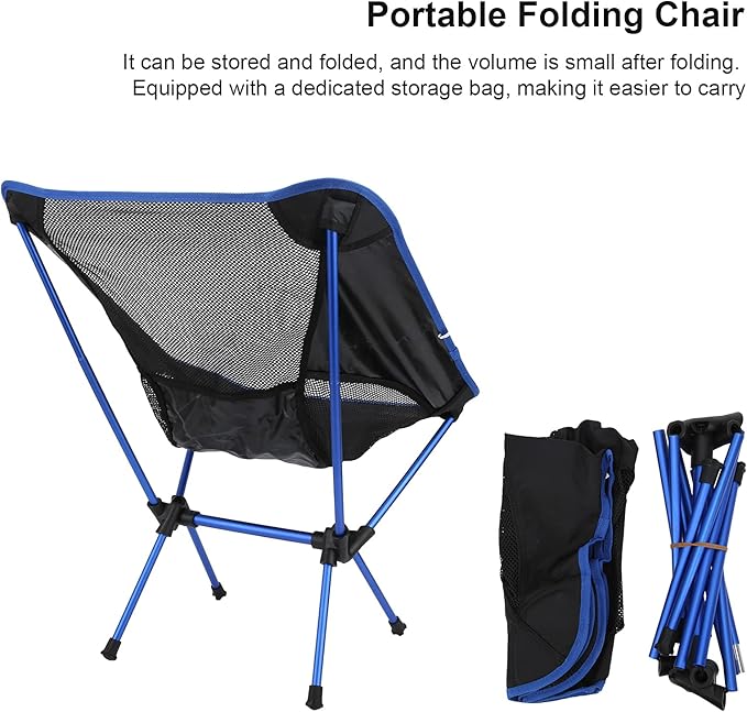 Camping Chair Fishing Chair Portable Folding Chair with Storage Bag for Adults Aluminum Frame Lightweight 150KG Capacity for Camping BBQ Hiking Beach Lawn