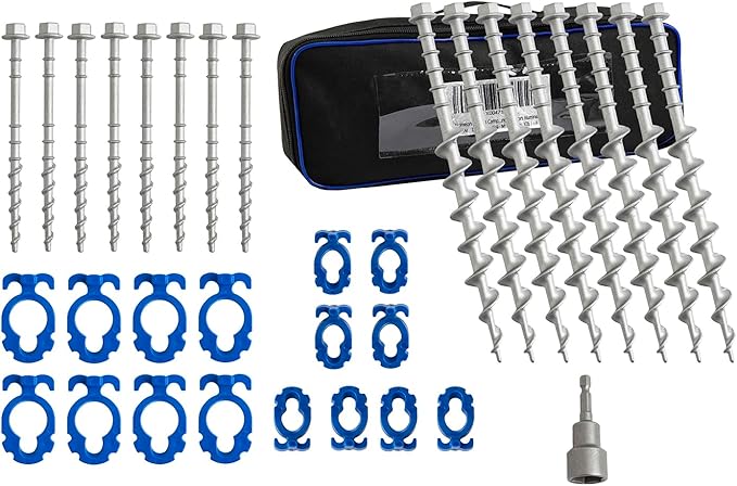 Homeon Wheels 16 Pcs Aluminum Ground Anchors Non-Rust Cast Tent Stakes Heavy Duty Metal Tent Stakes Pegs for Securing Animals Tents Canopies Sheds Car Ports Swing Sets Outdoors Beach