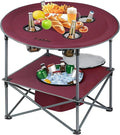 Portable Lightweight Folding Camping Table - Collapsible Foldable Picnic Camp Table with Cooler 4 Enlarged Upgraded Cup Holders and Carry Bag for Tailgating Beach BBQ RV Hiking Party Travel