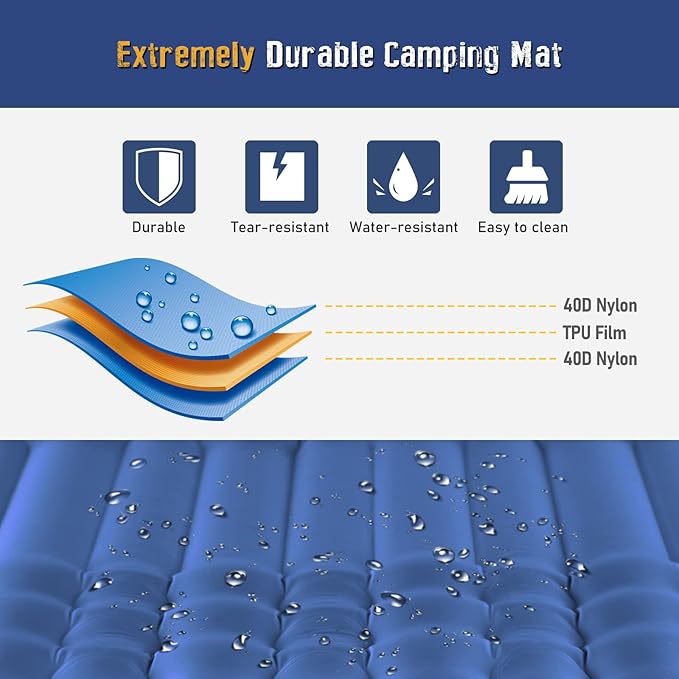 Elegear CumbreX Single Sleeping Pad for Camping 4.7 Ultra-Thick Inflatable Camping Sleeping Pad with Built-in Foot Pump &amp Quick Inflation Portable Camping Sleeping Mat for Backpacking Hiking Te