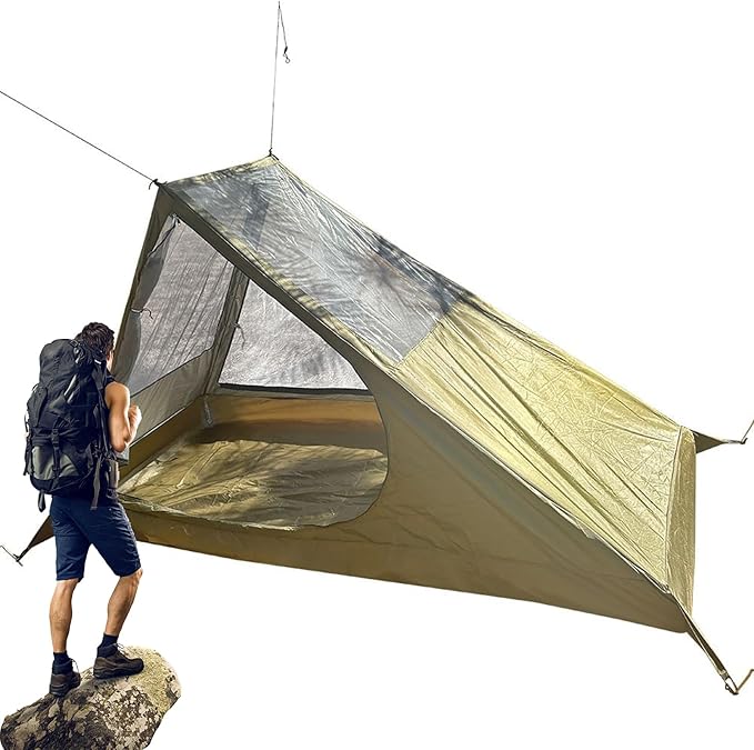 Outdoor Mesh Cabin - Backpacking Tent Single Lightweight Hiking | Heavy-Duty Portable Shelter Awning Quick Assembly Trail Dome Picnic Camp with Backyard Scenario
