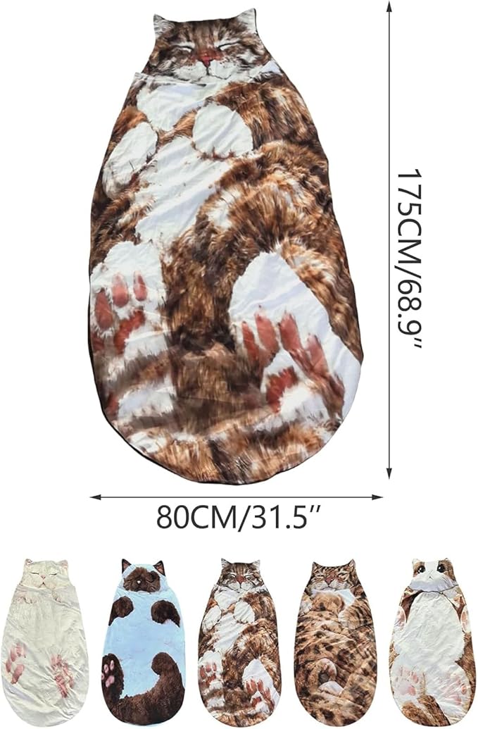 Fluffy Cat Sleeping Bag for Adults Washable Warm 68.89 Inch Cat Sleeping Bag for Human Used for Camping &amp Home Lounging Adults Cozy Sleep &amp Relaxation