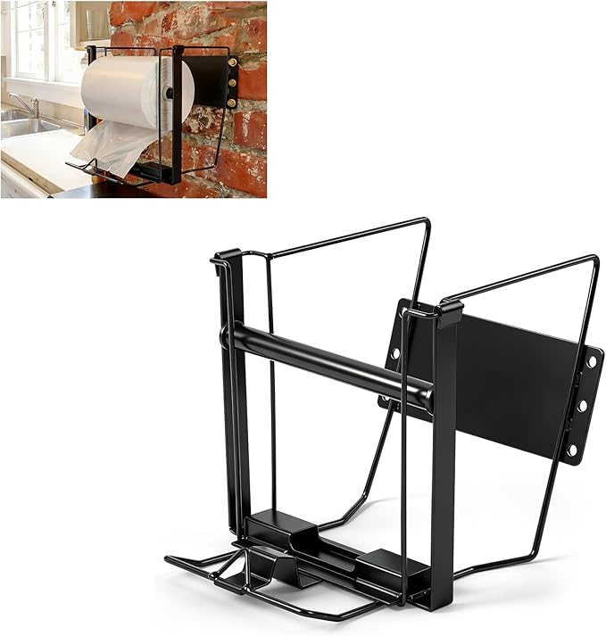 Moxweyeni Narrow Produce Roll Rack for Plastic Bags Holder Organizer 7 x 10 x 8 Inches Wall-Mountable Dispenser Rack with Removable Rod for Kitchen Supermarket Grocery And Store