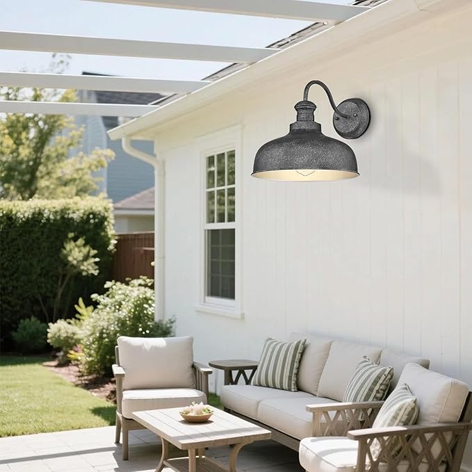 Outdoor Gooseneck Barn Light Outside Wall Sconce Weather Resistant Anti-Rust Farmhouse Exterior Wall Lantern for Porch Garage Patio Entryway (Antique Black 8 Pack)
