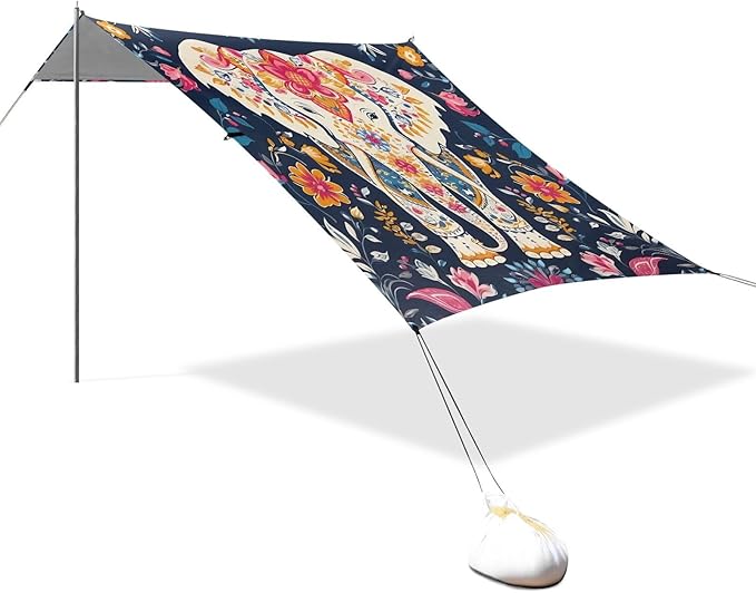 Cute Elephant FlowerCamping Sun Shelters 9.2 x 10.5 FT Beach Canopy Tent Sun Shade with Carrying Bag for Camping Trips Fishing Backyard Fun or Picnics 21341038