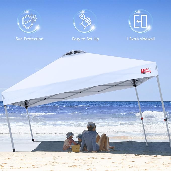 MASTERCANOPY Durable Pop-up Canopy Tent with 1 Sidewall (6.6'x6.6'White)