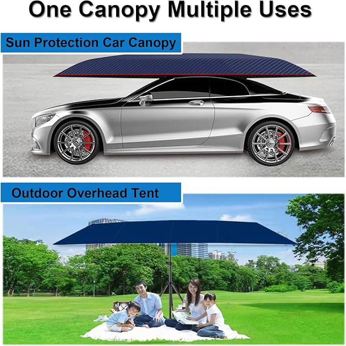 Fully Automatic Car Umbrella for Roof with Remote Universal Car Tent with Bracket 4.8M Portable Protection Carport Folded Cars Sun Shade Movable Canopy for Sedan SUV