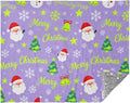 Merry Christmas Snow Flake Santa Lavender Lightweight Fuzzy Comfy Throw Blankets for Couch Comfy Throw Blankets for Party Sofa Bed Living Room 50x70 Inches
