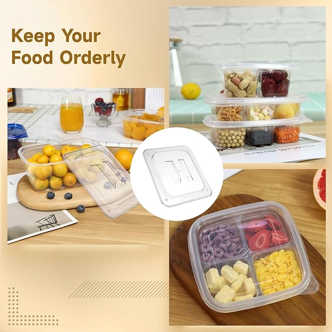 Clear Polycarbonate 1/6 Size Pan Lids 15 Pcs Stackable with Vent Holes Universal Hotel Pan Covers for Food Storage &amp Catering Fits Containers